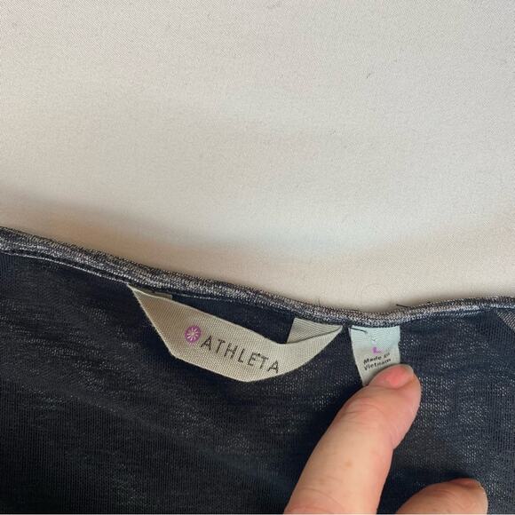 Athleta Women’s Faux Wrap Dress Outdoor Active Athleisure Pockets Large Silver - Picture 4 of 9